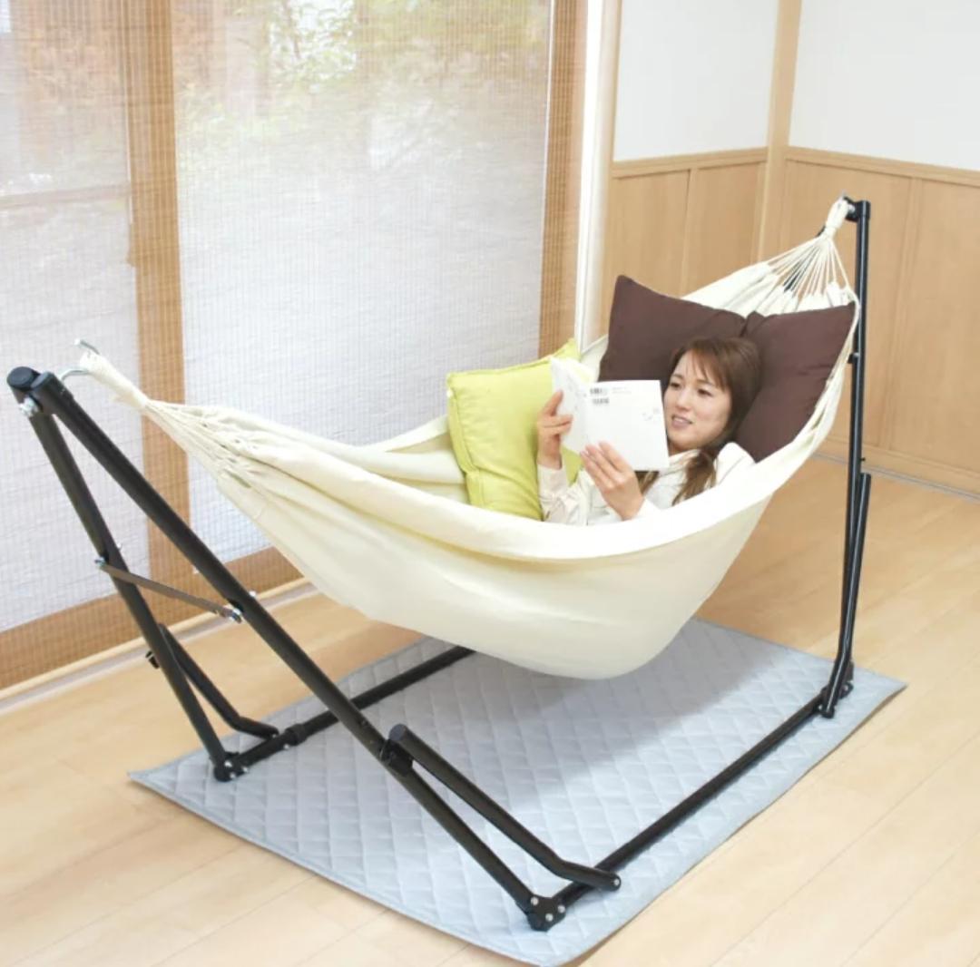 【GWお勧め☆】新品 IGNIO 3WAY ハンモック ベージュ 自立式