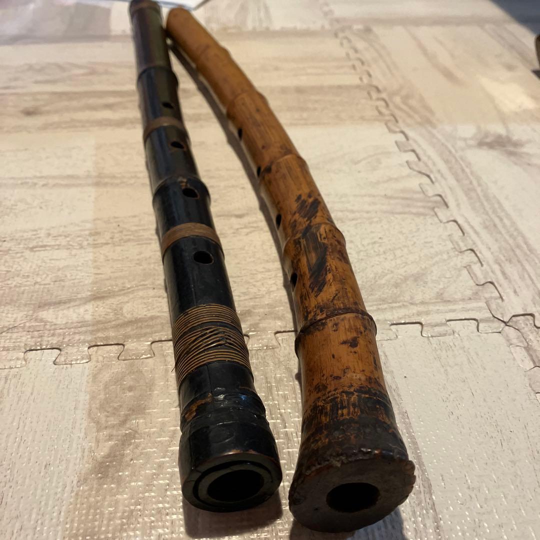 尺八 竹製 黒茶 約55cm 2本セット
