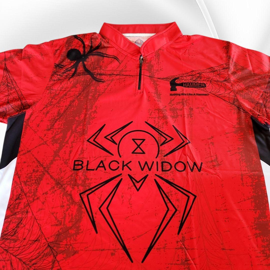 ✨新品✨ブラックウィドー【日本サイズ2XL】レッド　蜘蛛柄　大きめ　ボウリング