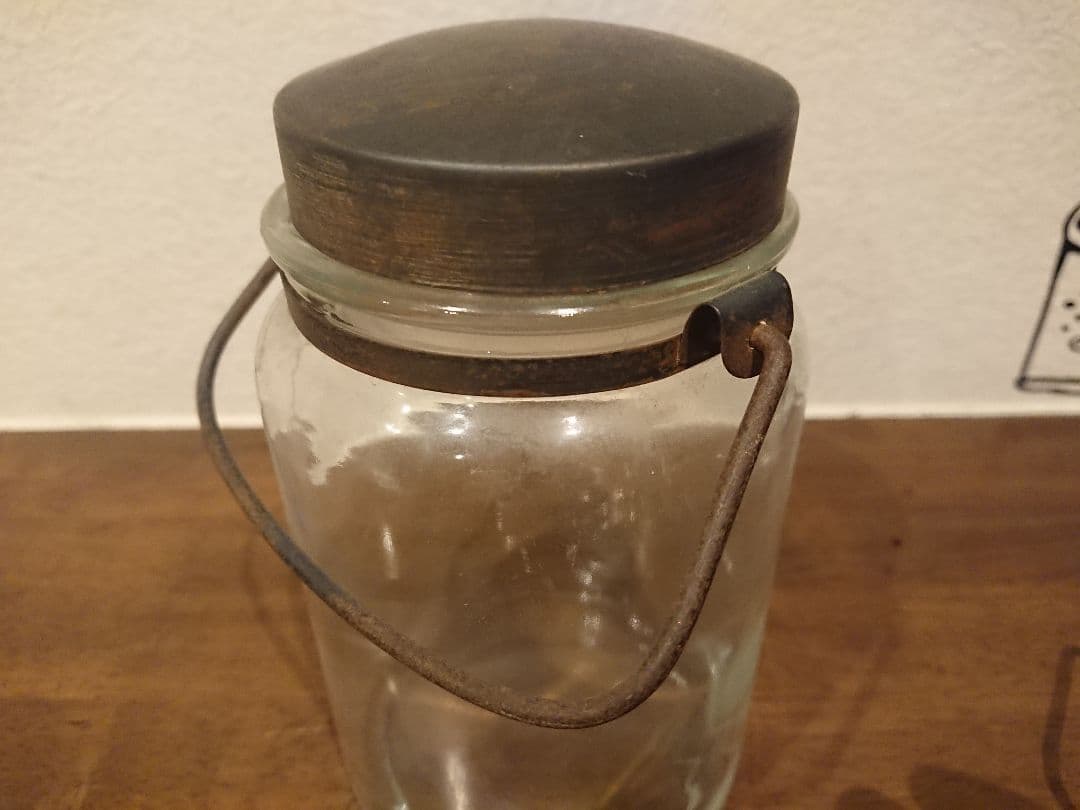 レトロ蓋付きガラスサビ加工アンティーク
