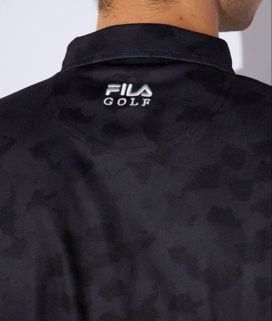 ★新品★ FILA GOLF フィラゴルフ カモ柄長袖ポロシャツ メンズXL 黒