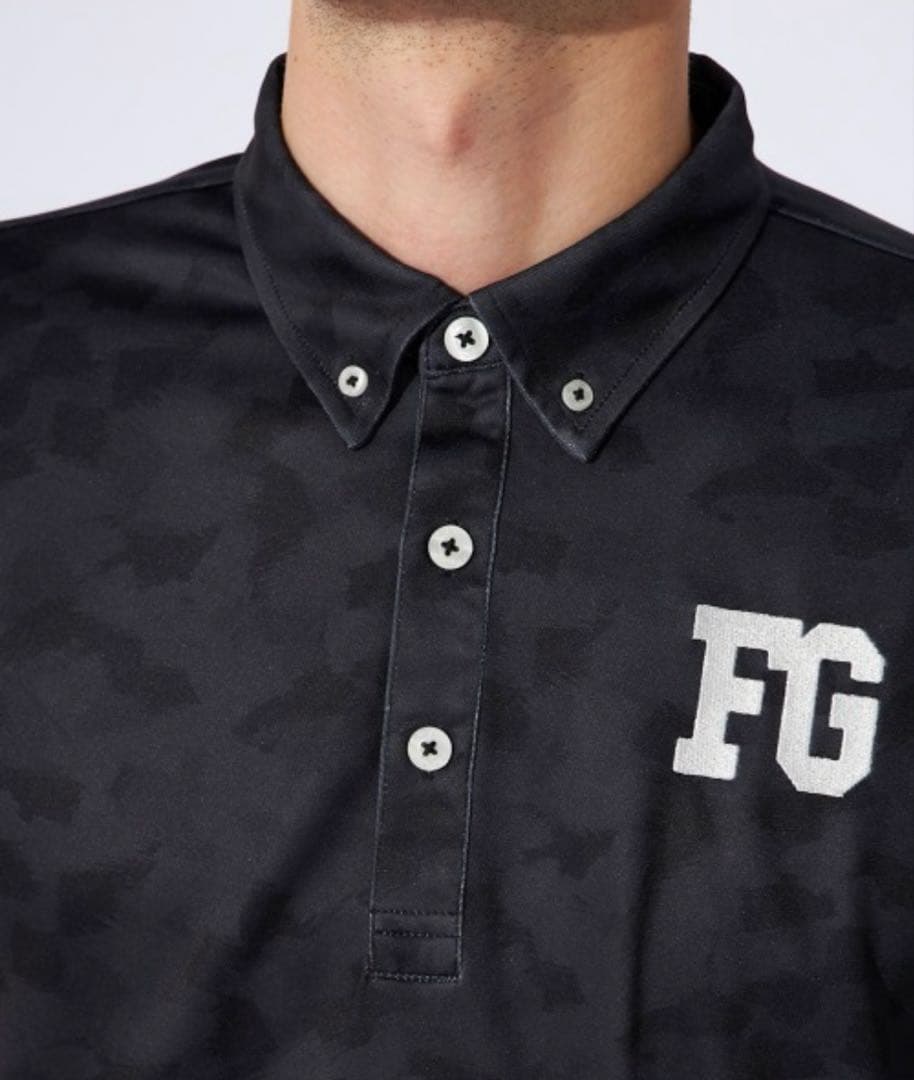 ★新品★ FILA GOLF フィラゴルフ カモ柄長袖ポロシャツ メンズXL 黒