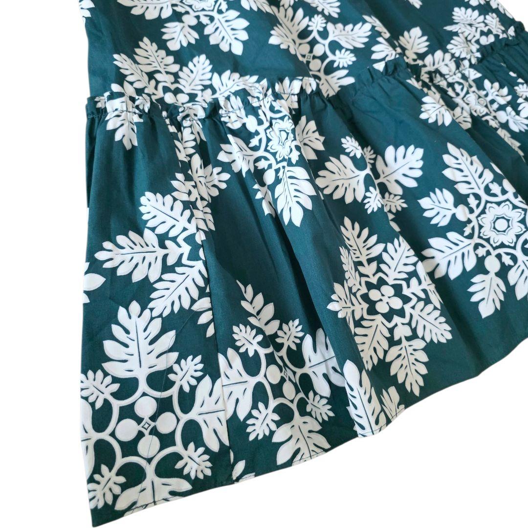 【大きめサイズ】MUUMUU FACTORY フラダンスドレス グリーン　長袖