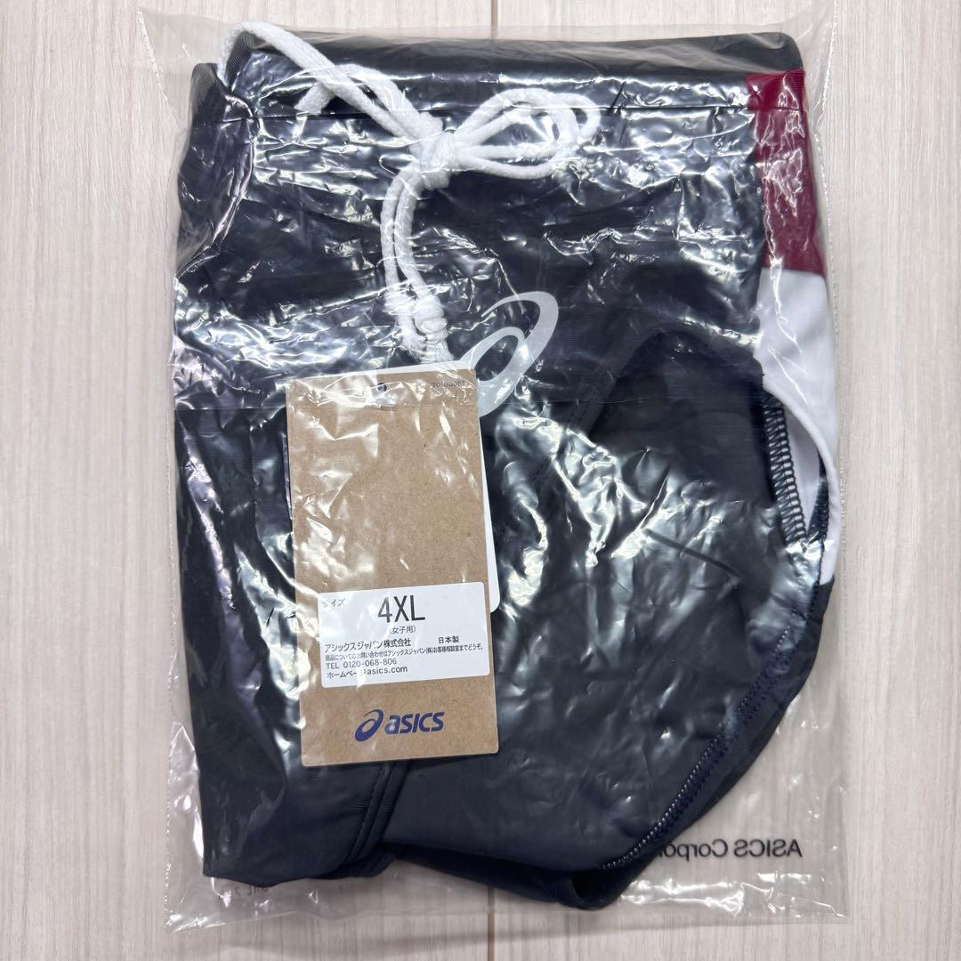 アシックス　女子陸上レーシングショーツ　4XL　ダークグレー×エンジ×ホワイト