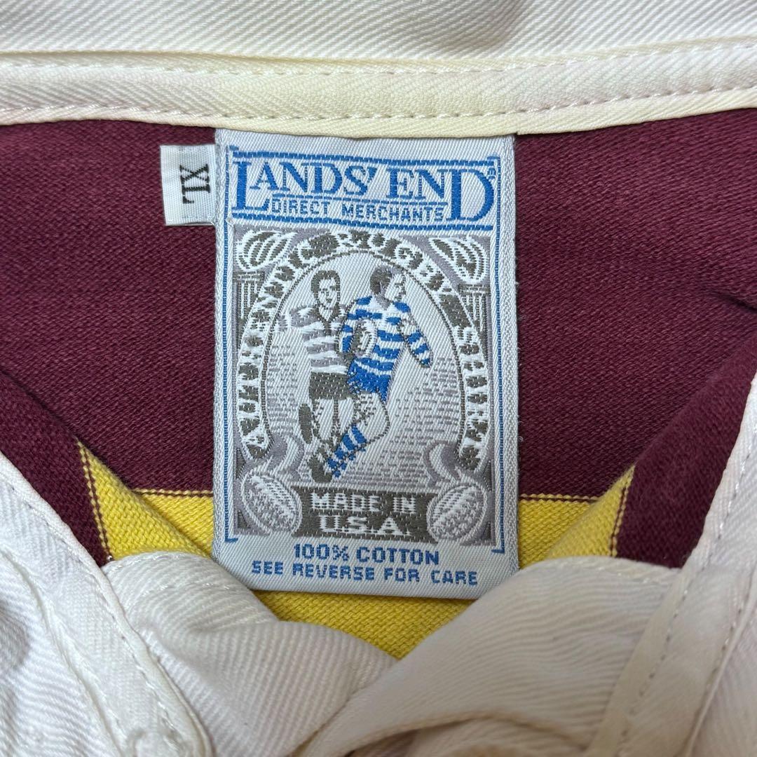 LANDS’END ラガーシャツ XL ラグビーシャツ 長袖 ポロシャツ