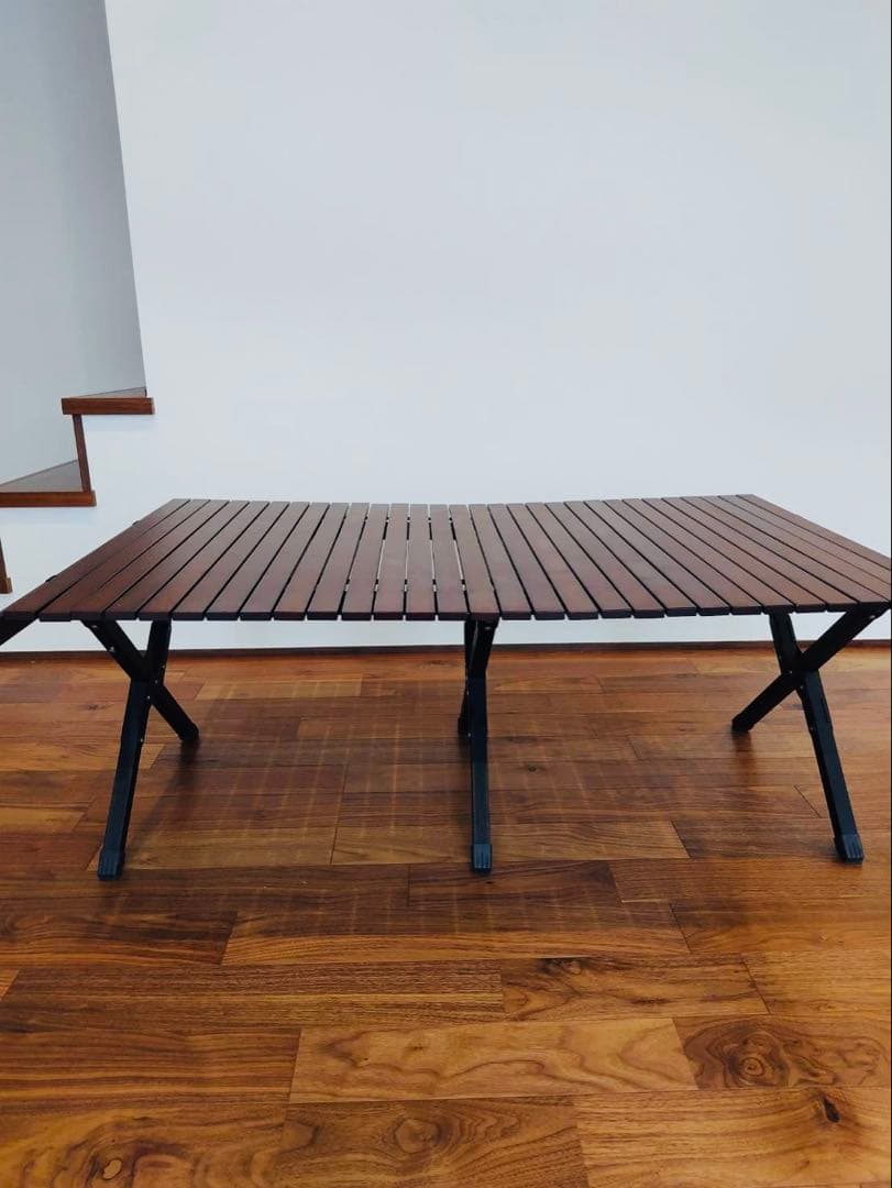FIELDDOOR ウッドロールテーブル（ダークブラウン） 70×120cm