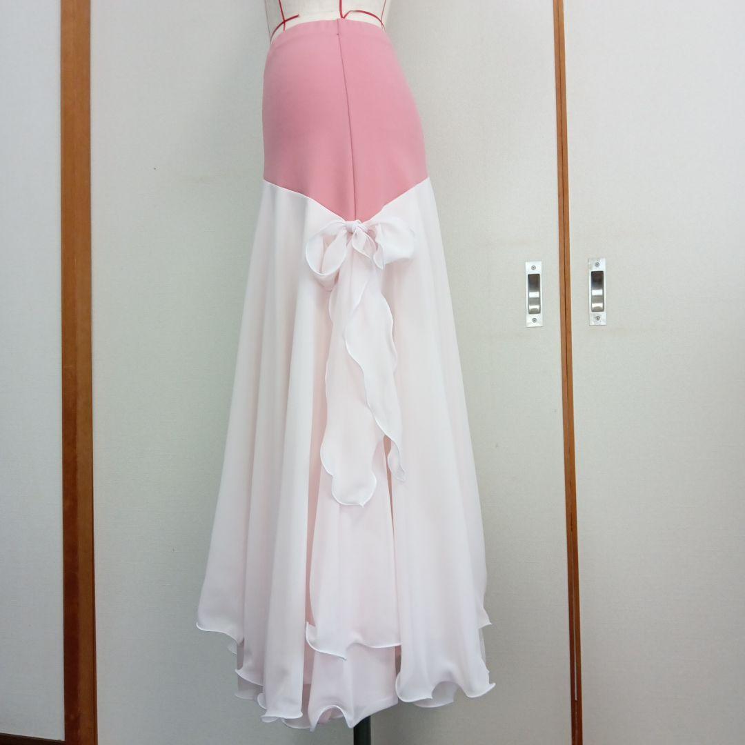 更にお値下げ　ハンドメイド　ベビーピンク　シフォン　社交ダンス　セットアップ