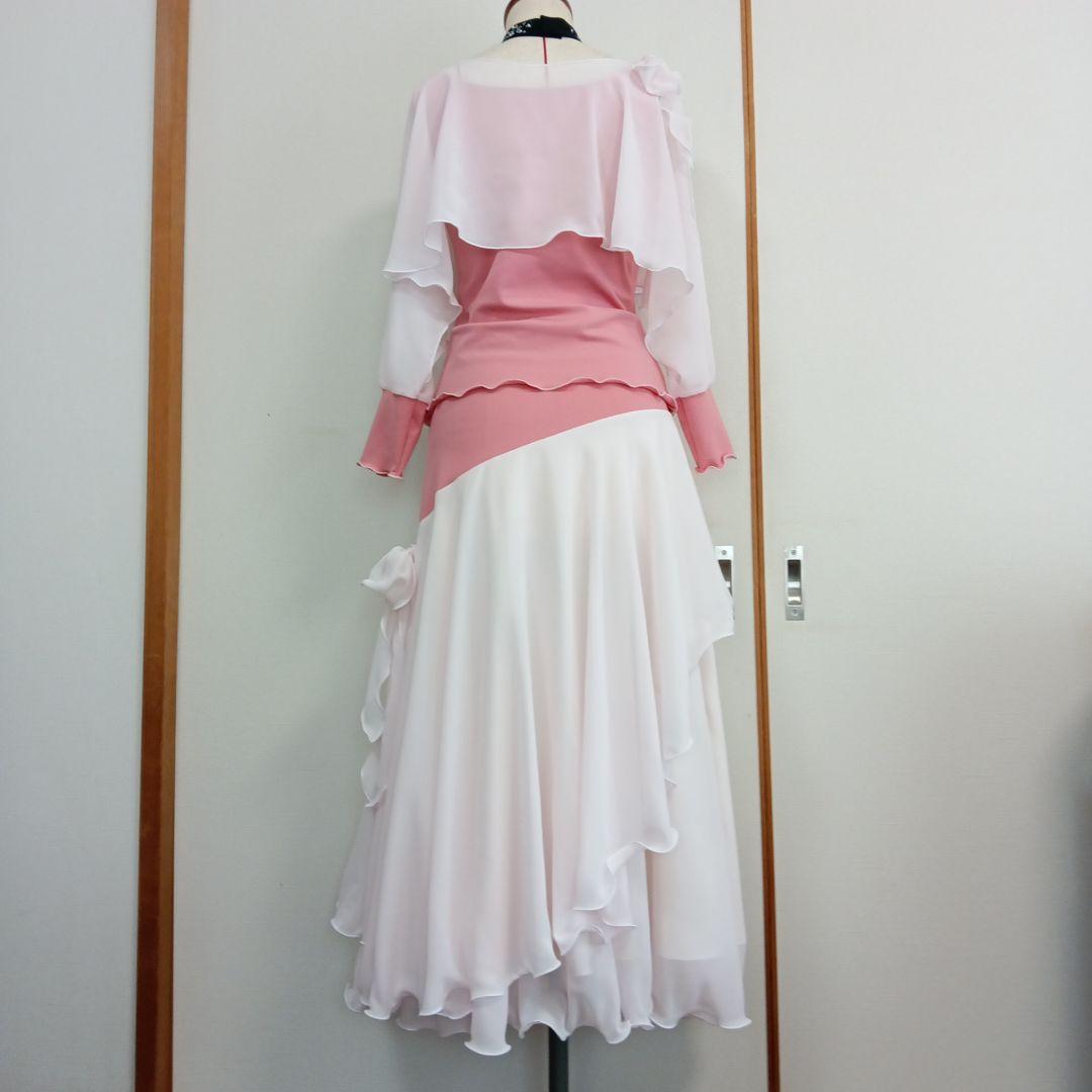 更にお値下げ　ハンドメイド　ベビーピンク　シフォン　社交ダンス　セットアップ