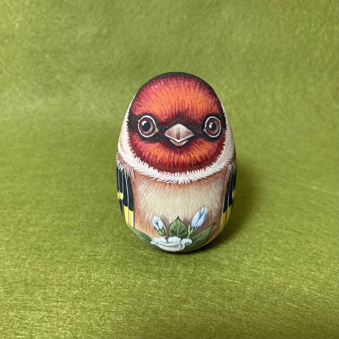 ロシア雑貨☆イースターエッグ オーナメント『ゴールドフィンチ』マトリョーシカ