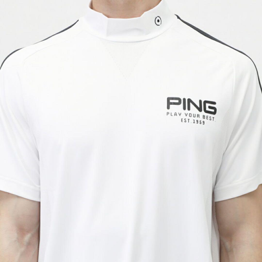 [新品] PING 高通気素材メッシュ ハイネック ゴルフ シャツ 別注 黒 M