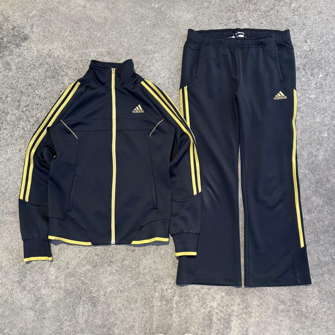 adidas セットアップ ジャージ 黒金 セミフレア y2k ストリート