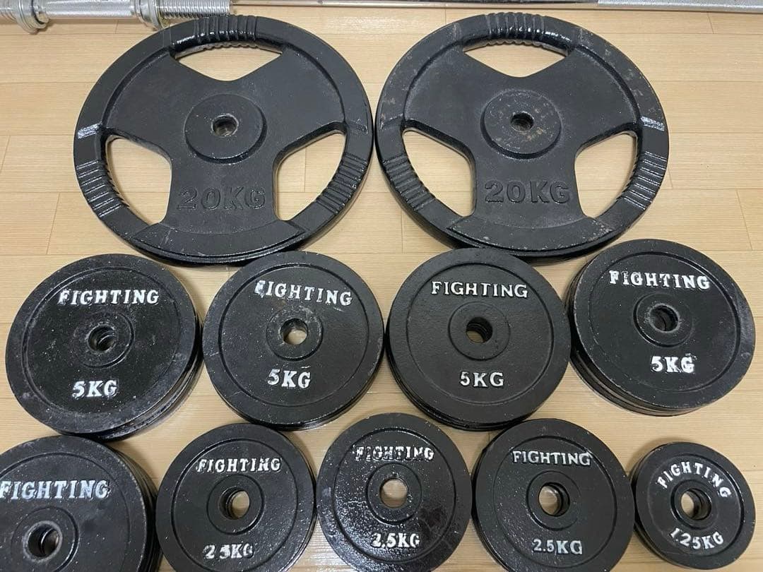 野村ボデファイティングロードバーベル2本ダンベル2本　125kg まとめ割