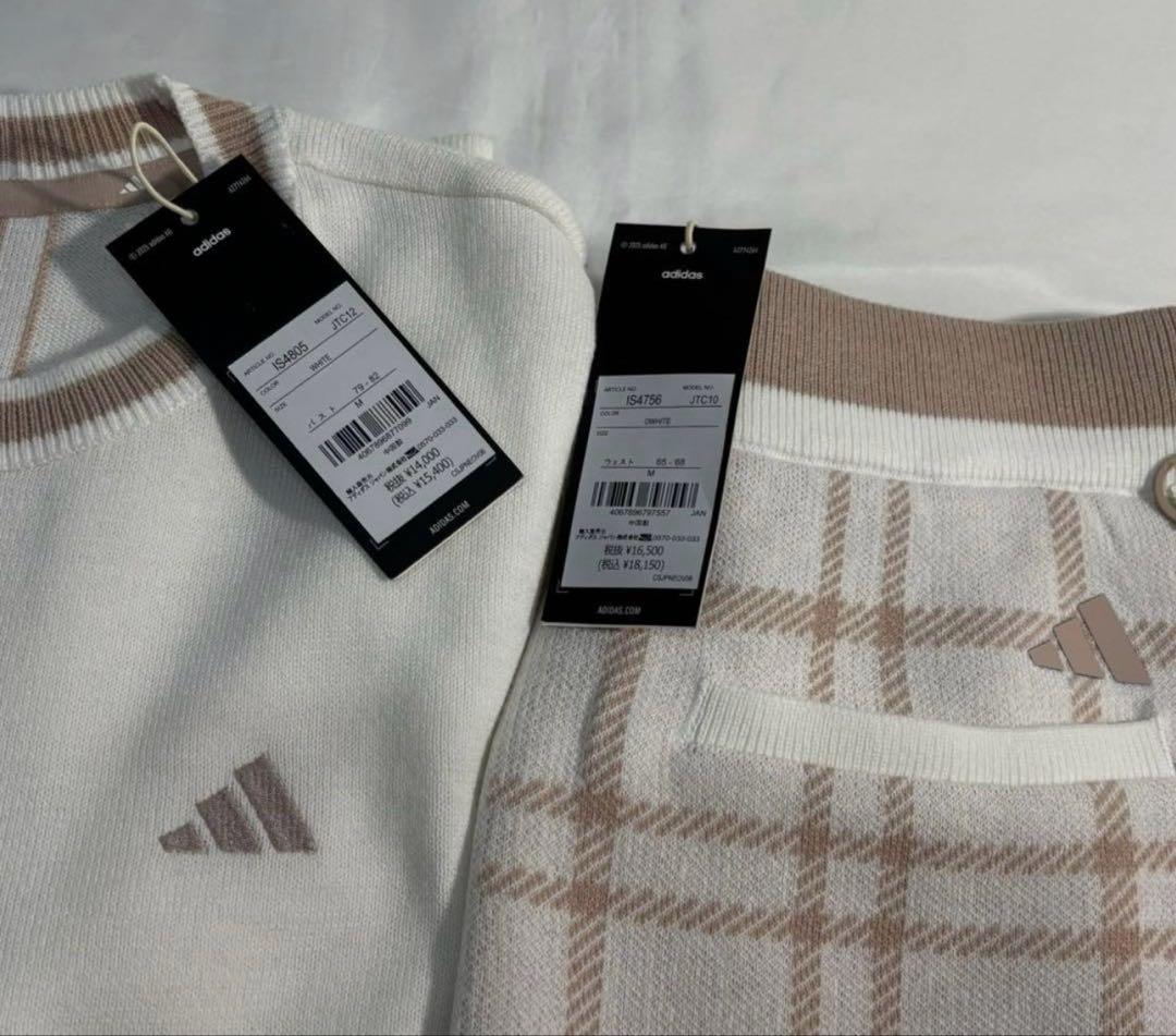 新品adidasゴルフ　クラシックスタイルのセットアップ ニットトップススカート