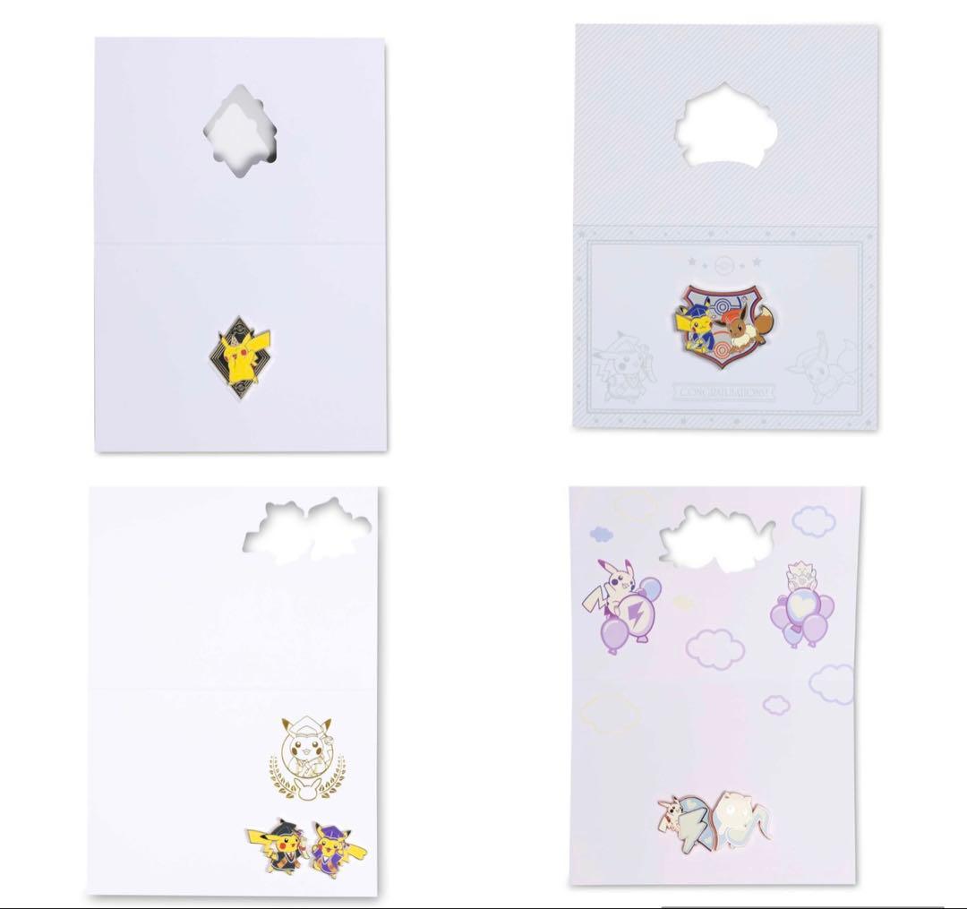 【海外ポケモンセンター限定】ピン&グリーティングカード　4種セット　ピカチュウ