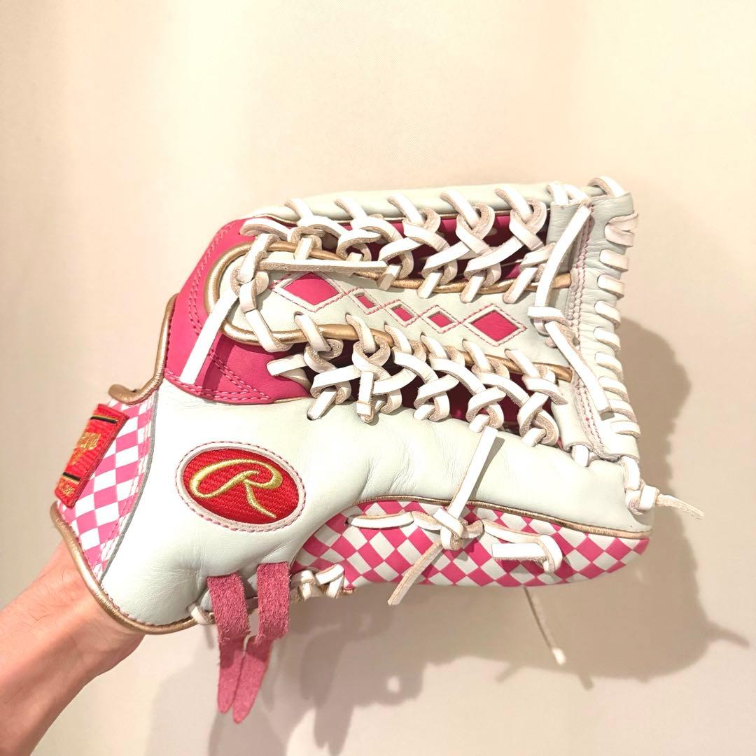 Rawlings 【限定モデル】軟式外野手用グローブ ピンク/ホワイト