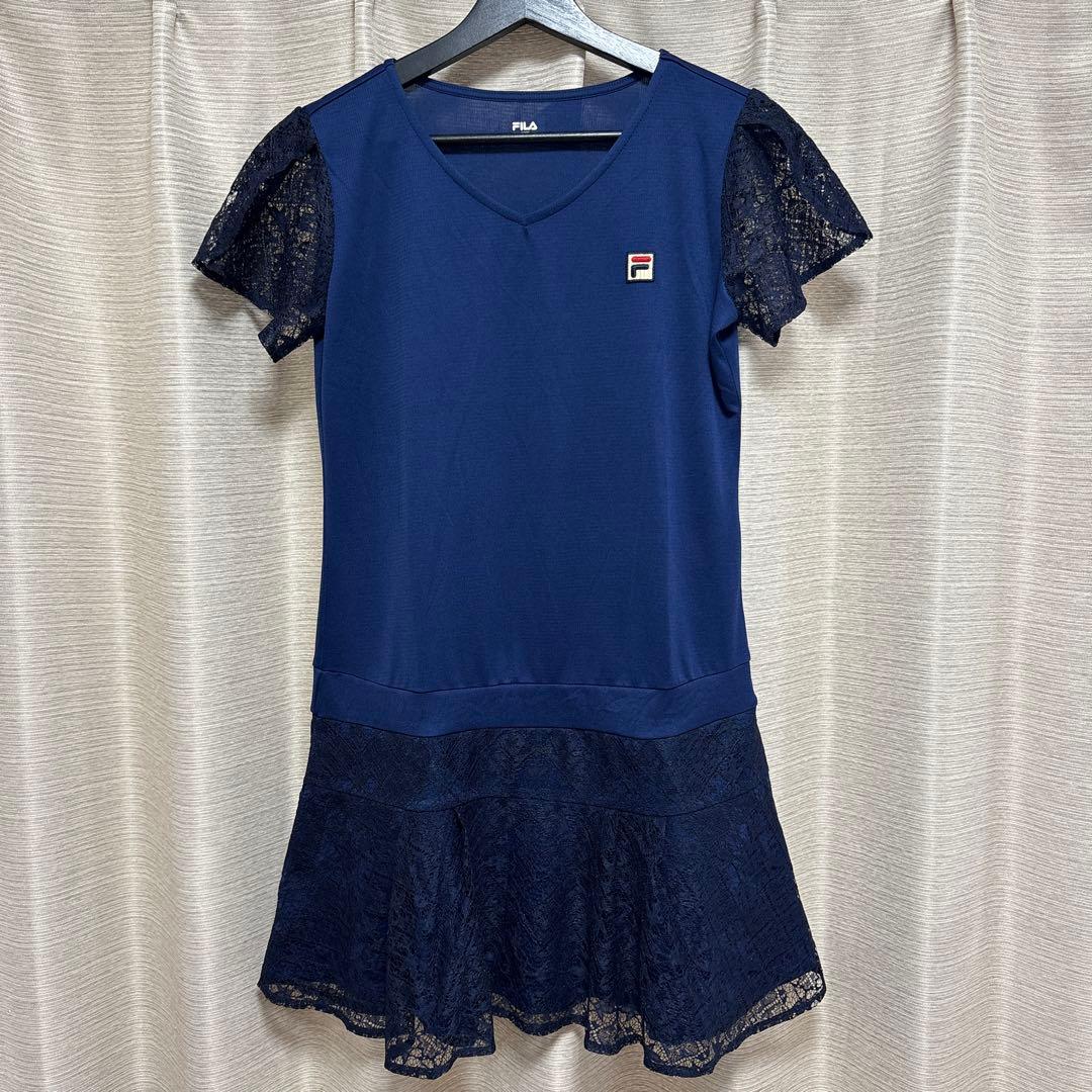 美品★フィラ　テニス　ワンピース　レース　ネイビー　サイズL