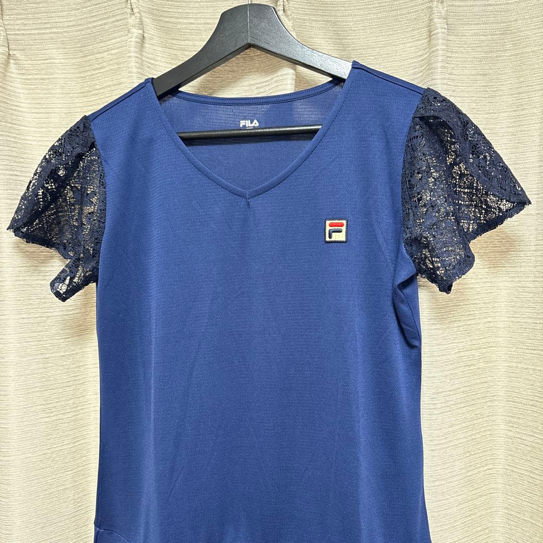 美品★フィラ　テニス　ワンピース　レース　ネイビー　サイズL