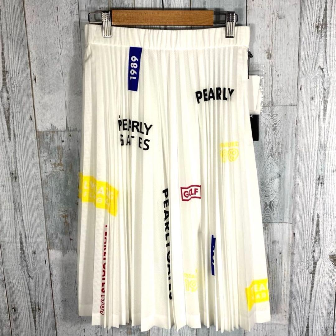 新品PEARLY GATES レディースSサイズプリーツスカート ホワイト