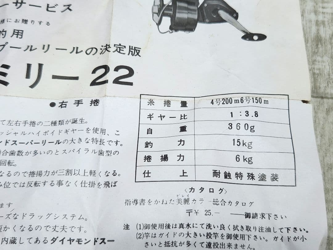 当時物 大森製作所 ダイヤモンド ファミリア22 スピニングリール 釣具