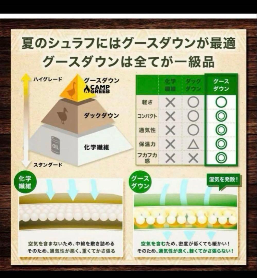 キャンプグリーブ 【国内ブランド】 ダウンシュラフ秋冬春用寝袋ダウン充填400g