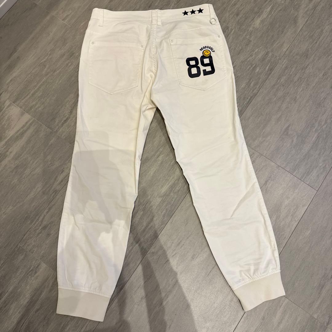 ✨パーリーゲイツ　ジョガーパンツ　白　 M〜L相当　コットン素材　ストレッチ4