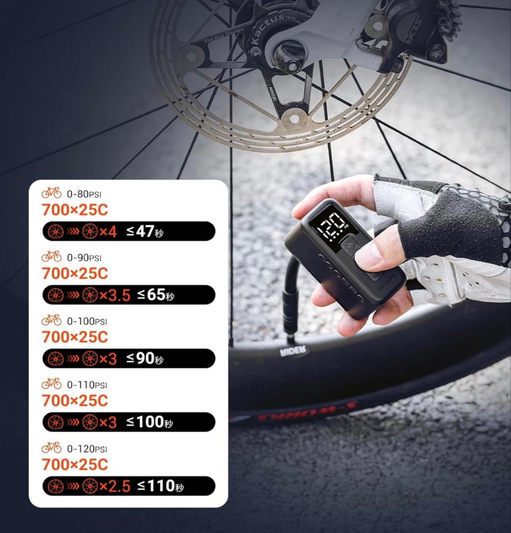 【新品未開封】COOSPO X1 電動空気入れ 120PSI 日本語説明書付