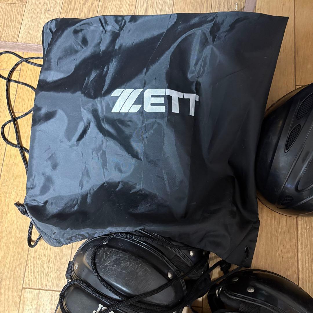 ZETT ローリングス キャッチャー用防具一式 ブラック スロートガード・袋付き