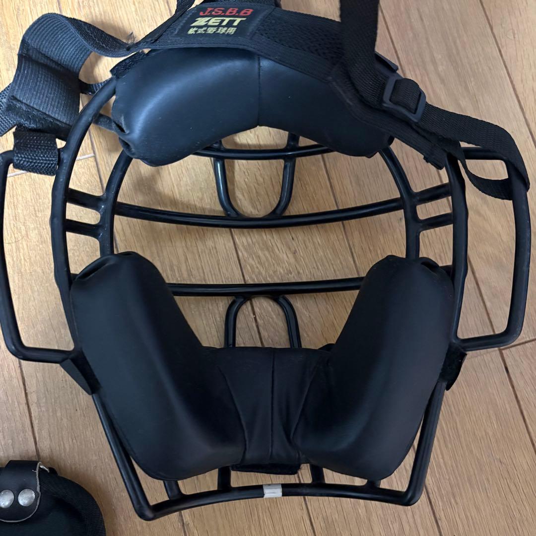 ZETT ローリングス キャッチャー用防具一式 ブラック スロートガード・袋付き