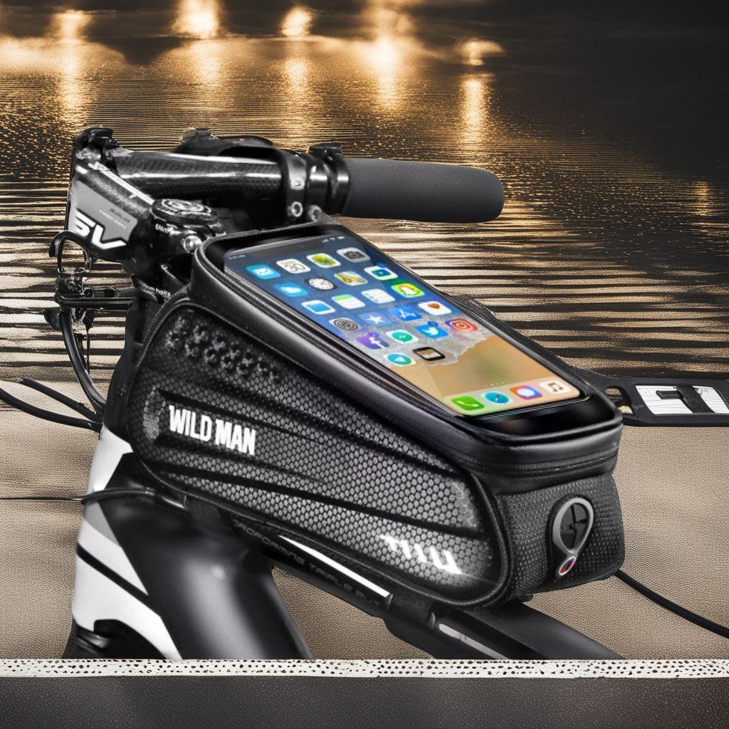 自転車用フレームバッグ 防水性でスマホ操作も可能