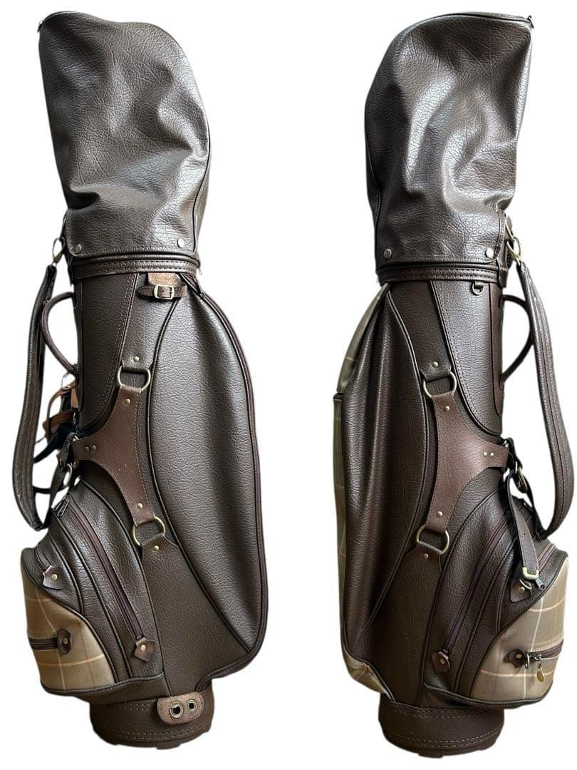 BURBERRY　バーバリー　キャディバッグ　ゴルフバッグ　チェック柄　レザー