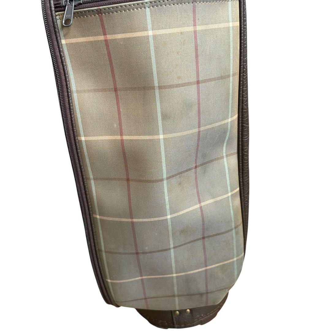 BURBERRY　バーバリー　キャディバッグ　ゴルフバッグ　チェック柄　レザー