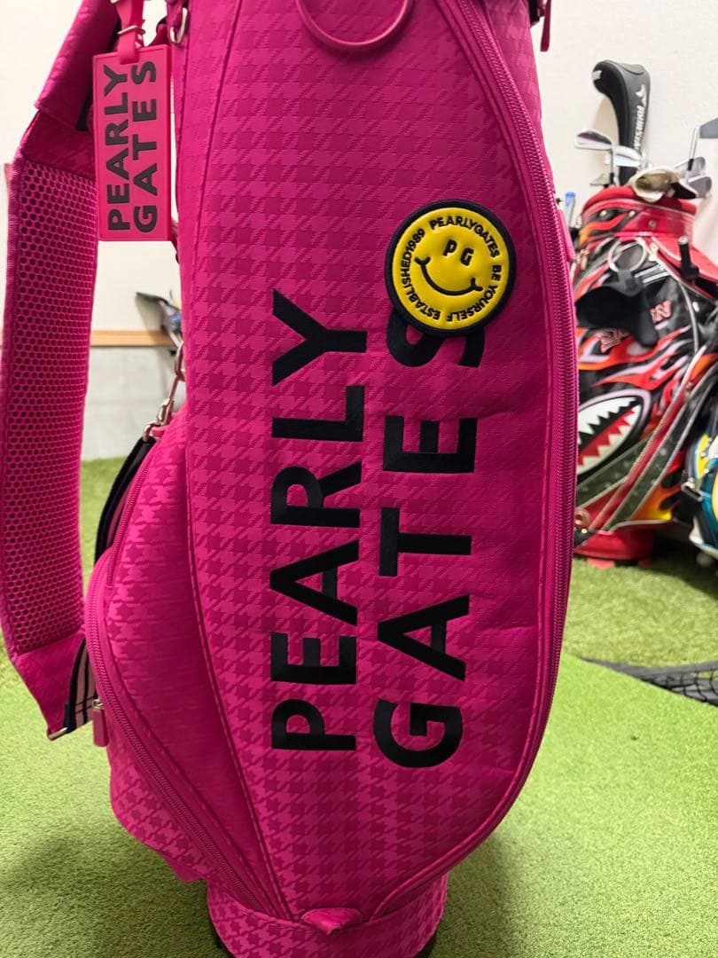 PEARLY GATES パーリーゲイツ 千鳥柄ピンクキャディバッグ ゴルフ