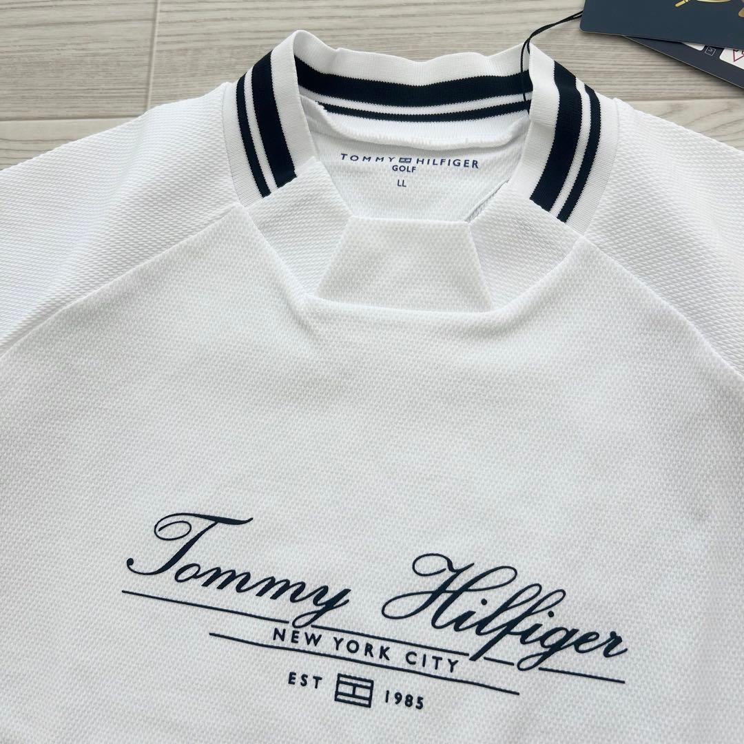 新品　トミーヒルフィガーゴルフ　モックネック　半袖シャツ　カットソー　ホワイト