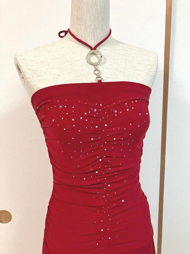 ラテンドレス　社交ダンスドレス　美品　S ～M 赤色　レッスンウェア　パティー