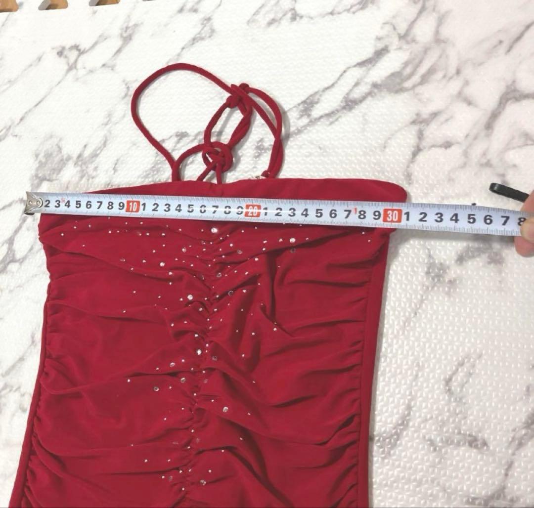 ラテンドレス　社交ダンスドレス　美品　S ～M 赤色　レッスンウェア　パティー