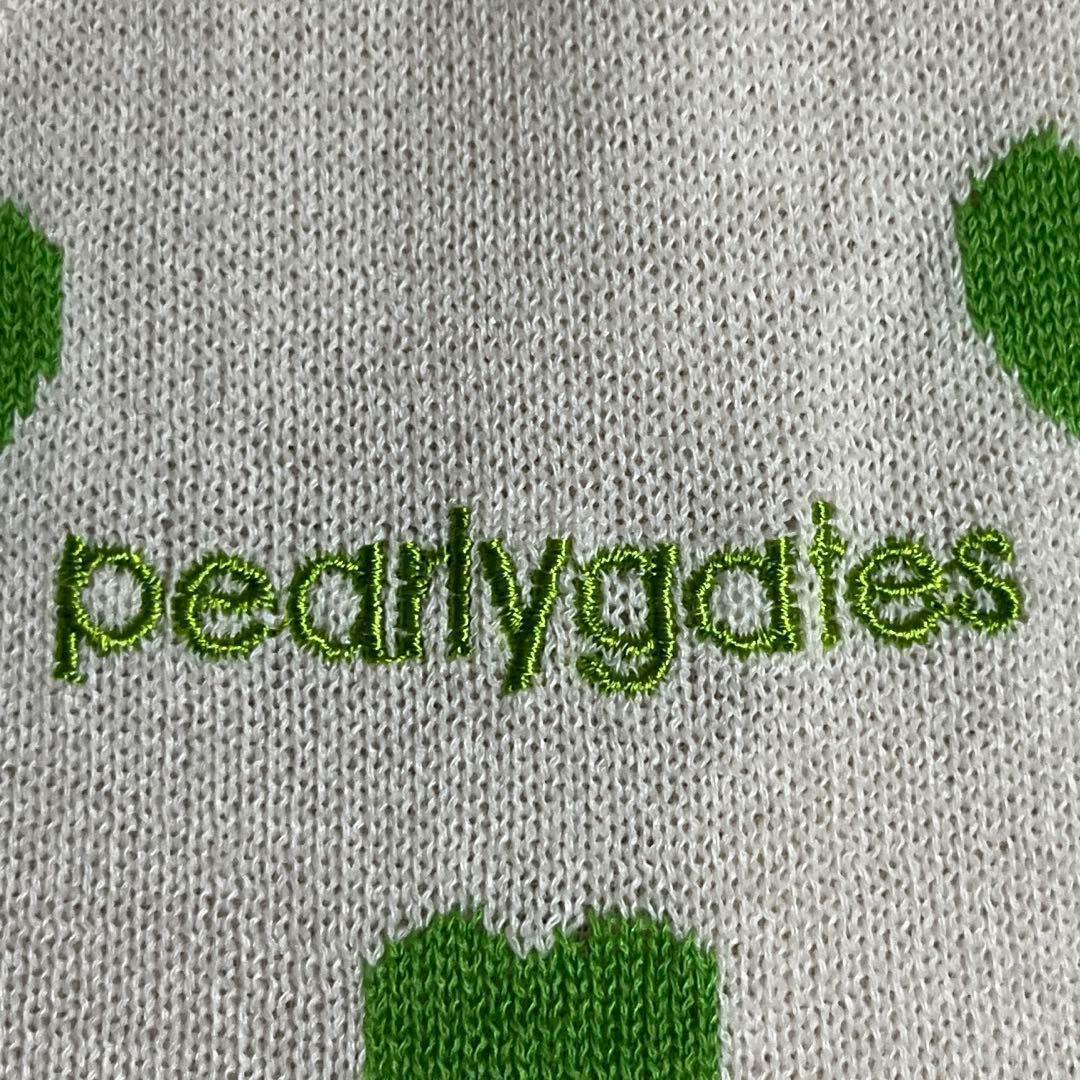 美品 PEARLY GATES ハート総柄 Vネックニットベスト サイズ1 緑色