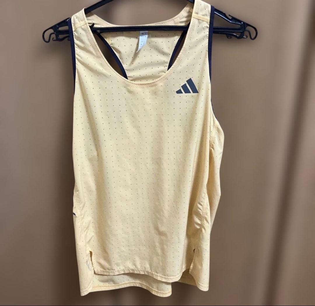 【完売品】adidas ADIZERO ランニングタンク M イエロー 軽量