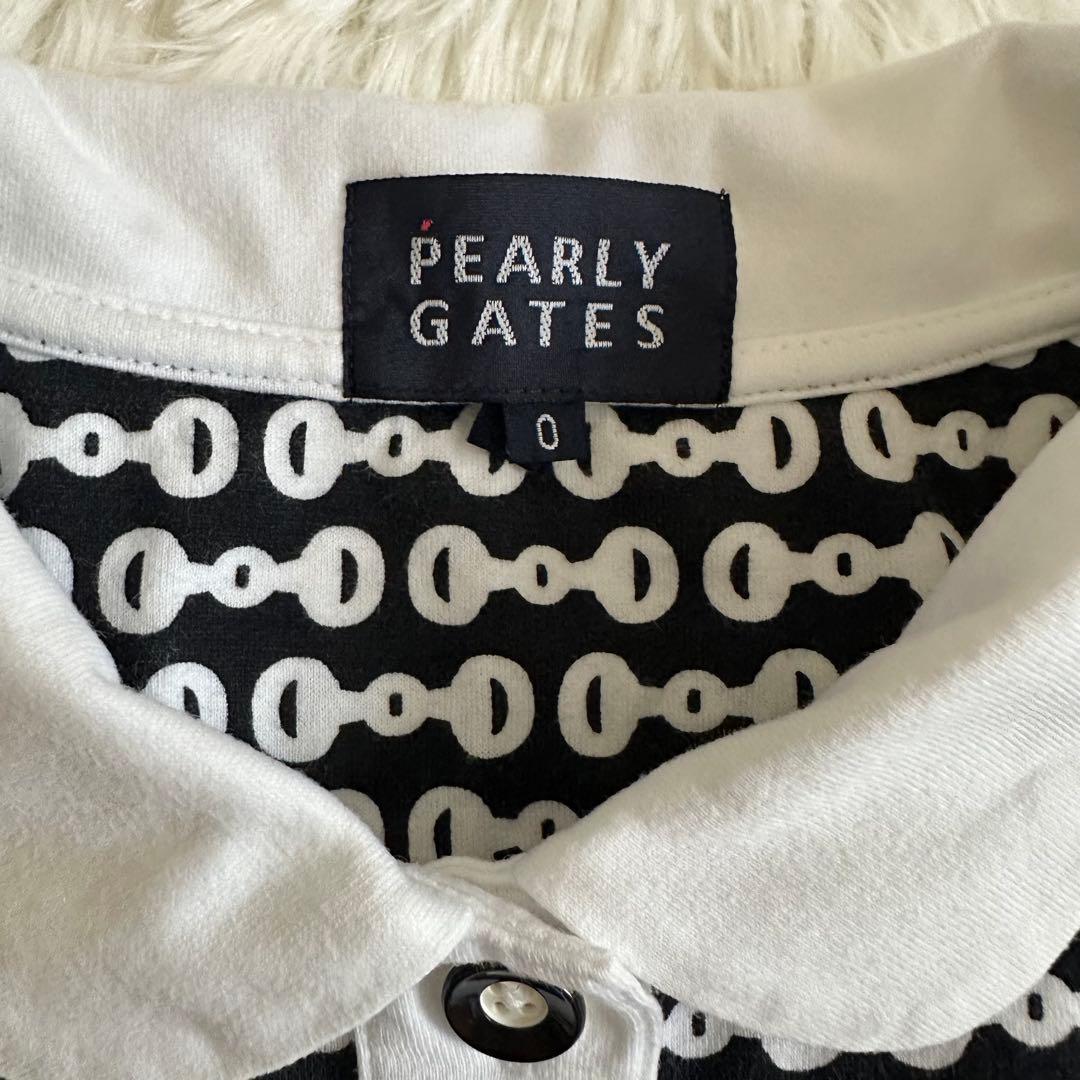PEARLY GATES 総柄ポロシャツ 0モノトーン ロゴ刺繍 パーリーゲイツ