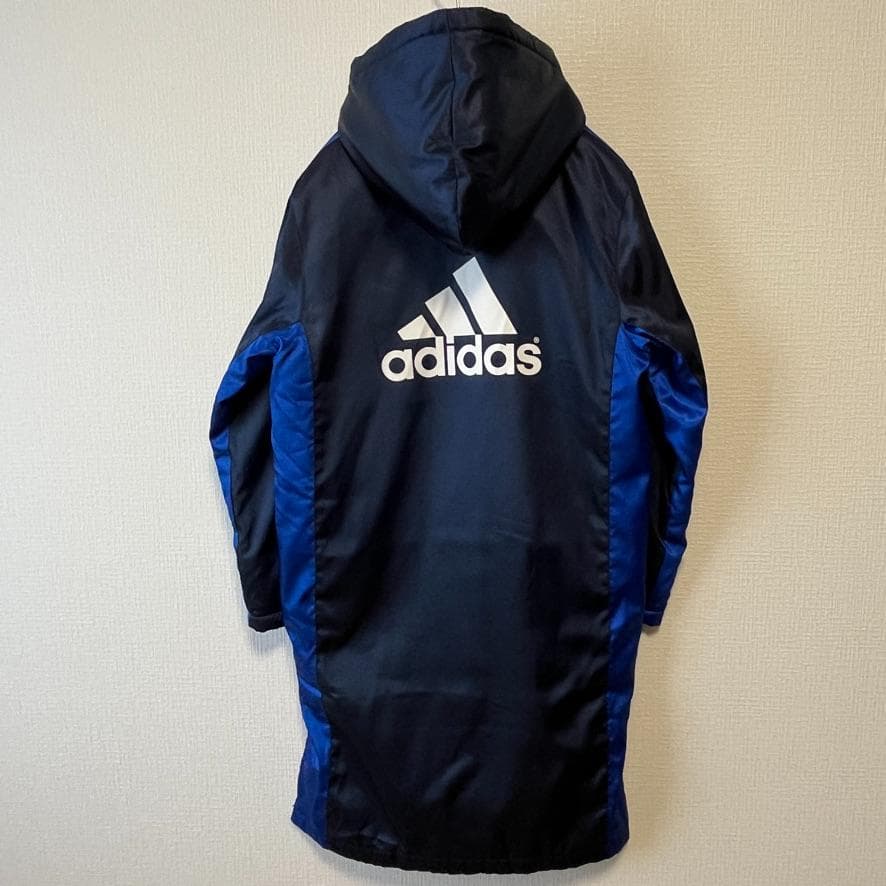 【良品】adidas アディダス 刺繍ロゴ 裏ボア ベンチコート キッズ 160