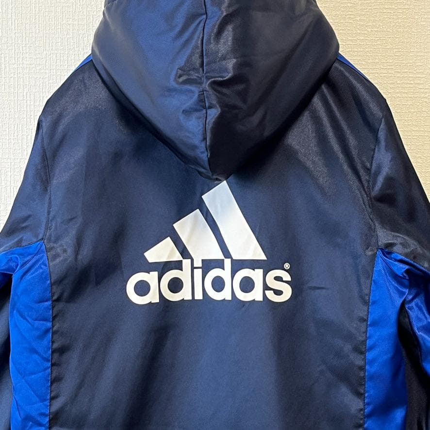 【良品】adidas アディダス 刺繍ロゴ 裏ボア ベンチコート キッズ 160