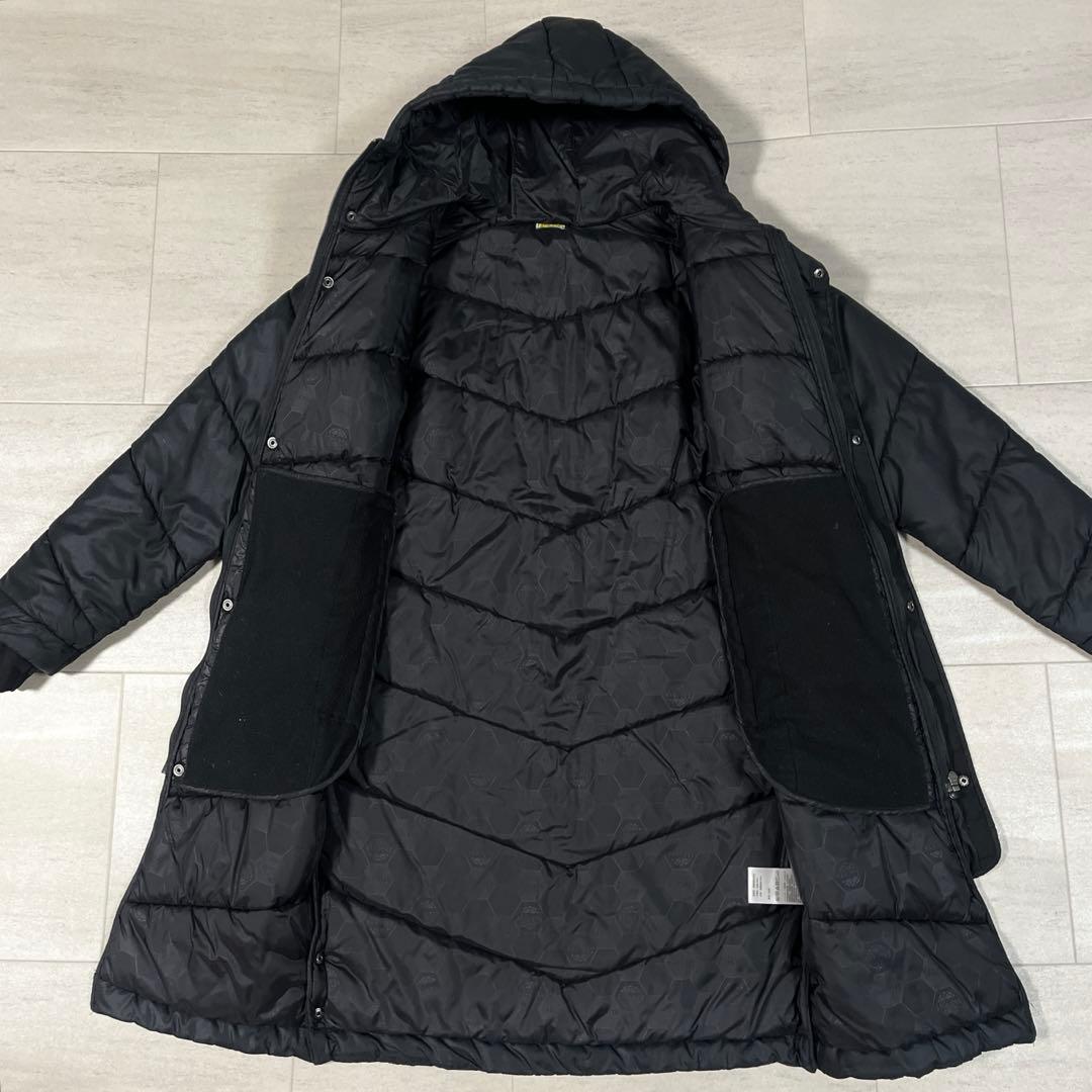 美品 アスレタ ベンチコート 160 黒 サッカーウエア 防寒 ロング 中綿