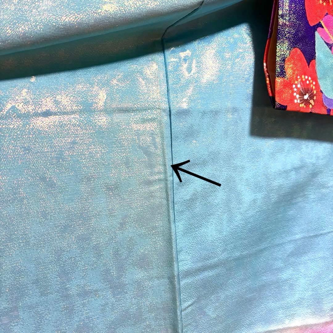 【舞台衣装】 引き振袖 オーロラ金属糸 金駒刺繍 袷 広衿 身丈約184cm