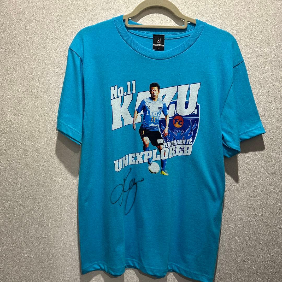 三浦知良　サイン入りカード　横浜FC 2018 記念Tシャツ タオマフ　セット