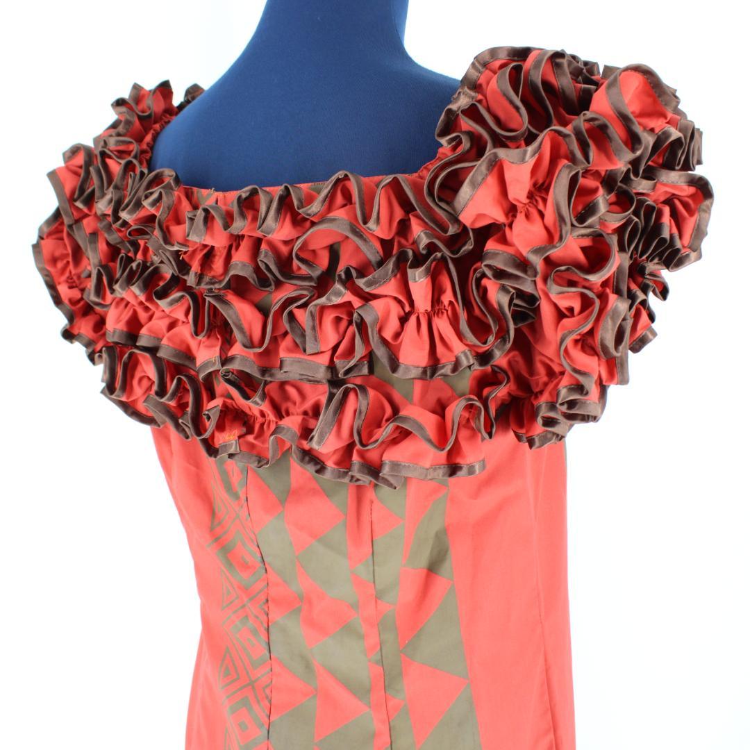 【フラダンス衣装】レッド FANCY DRESS ワンピース ドレス 赤 フリル