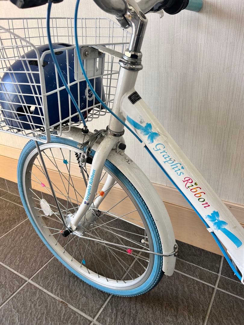 【室内保管】22インチ子供用自転車ホワイト/ブルー