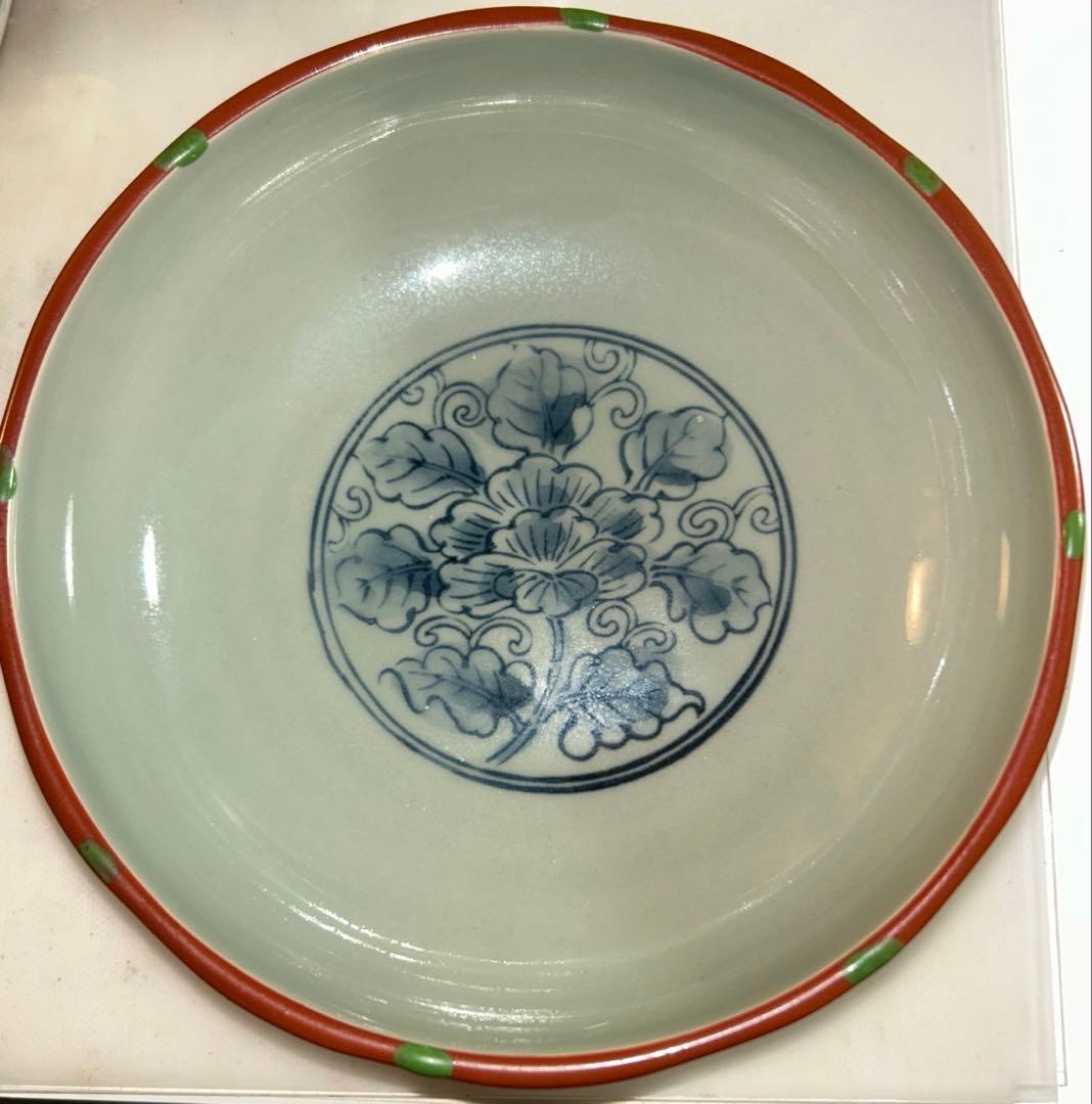 【ビンテージ】有田焼 深山 朱巻花絵食器5枚セット