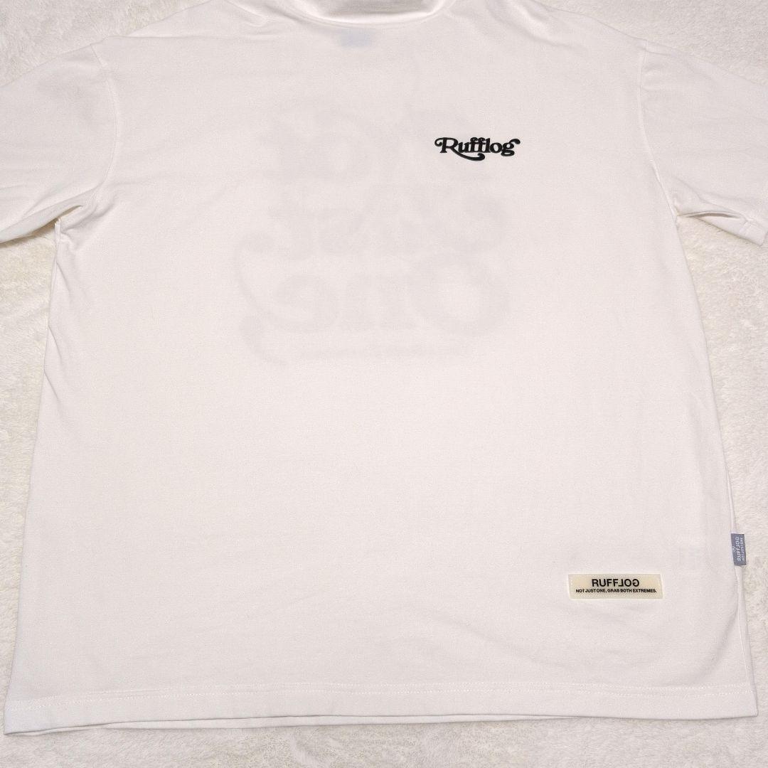 RUFFLOG ラフロッグ モックネックシャツ L デカロゴ 半袖 ホワイト