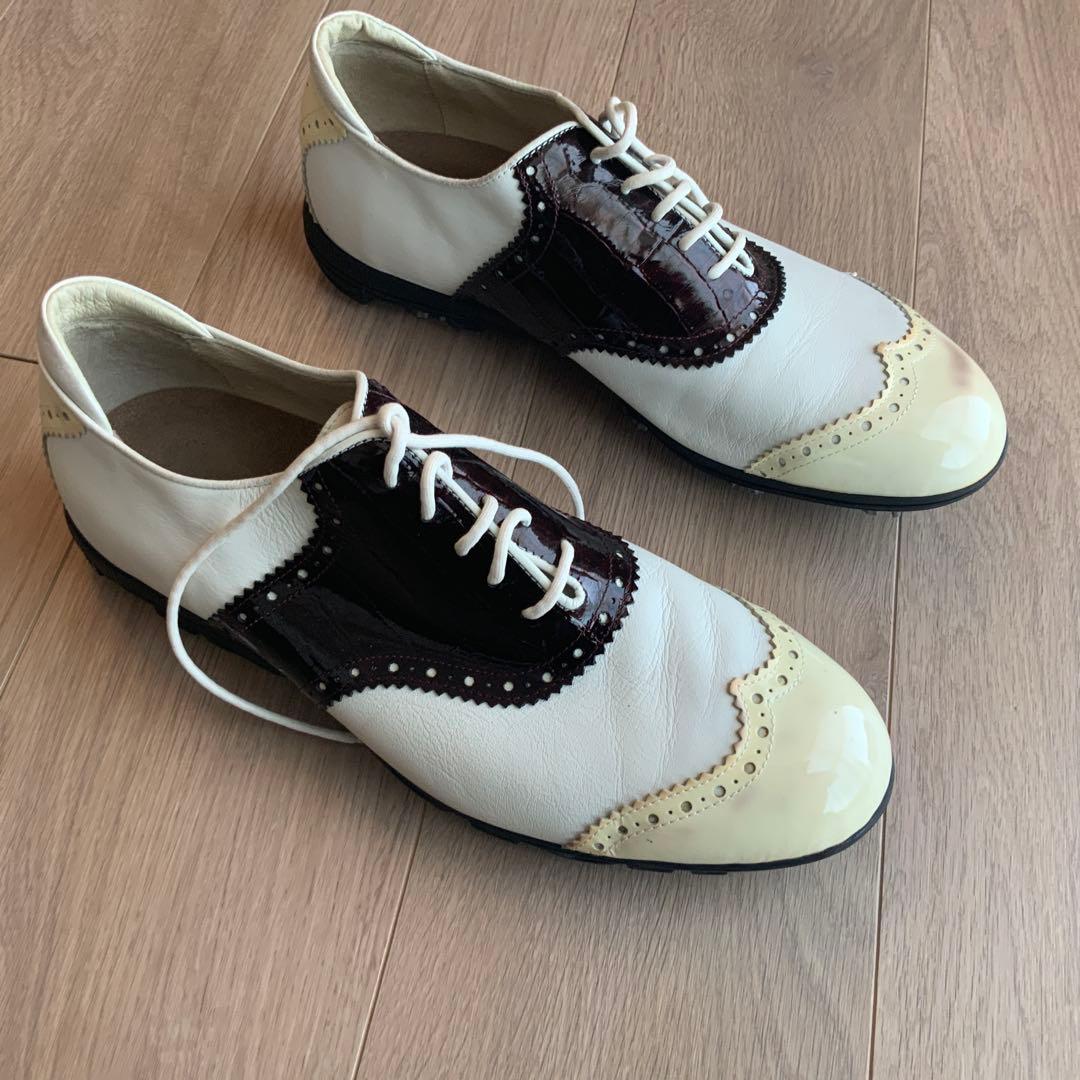 LANVIN SPORT ゴルフシューズ ホワイト・ブラウン　メンズ
