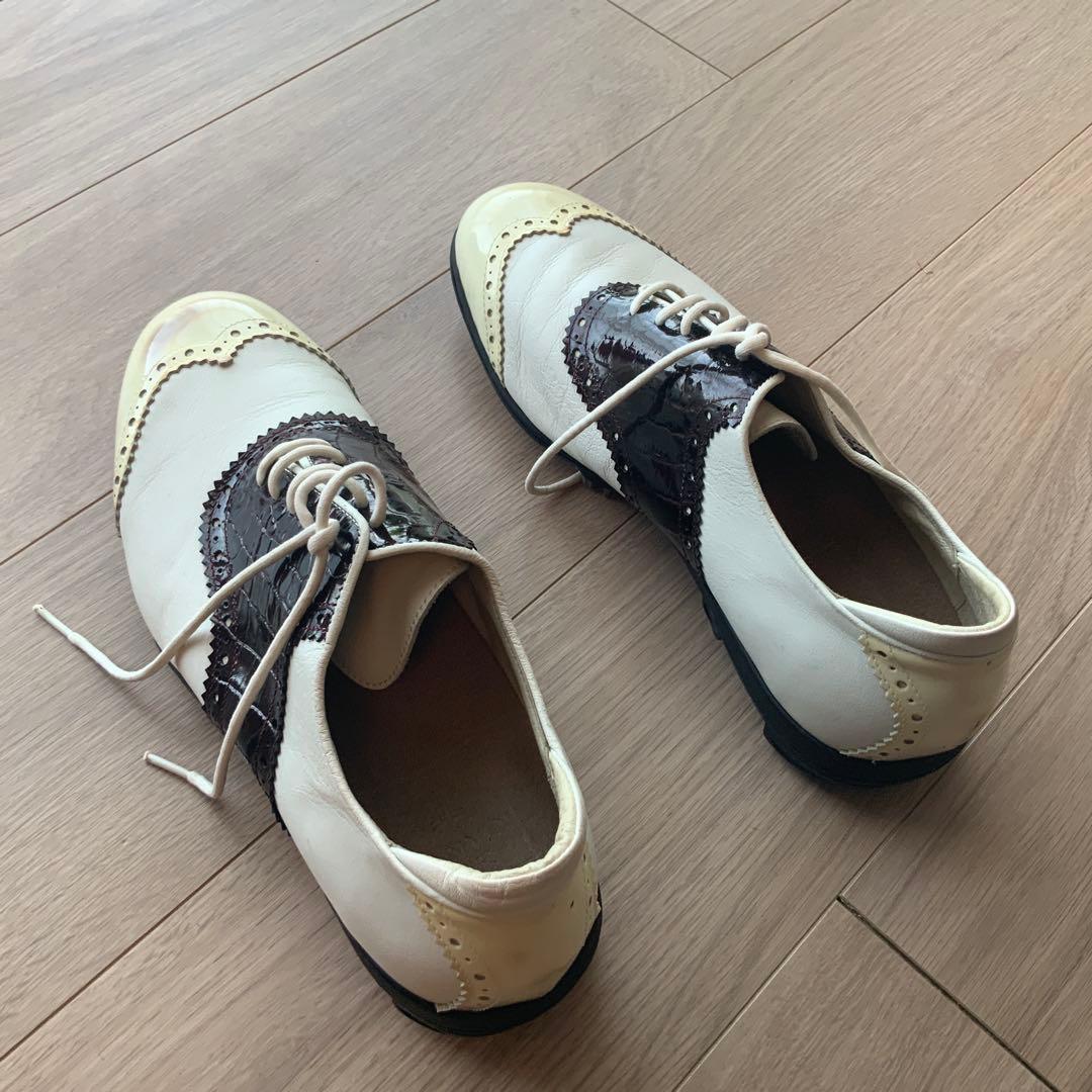 LANVIN SPORT ゴルフシューズ ホワイト・ブラウン　メンズ