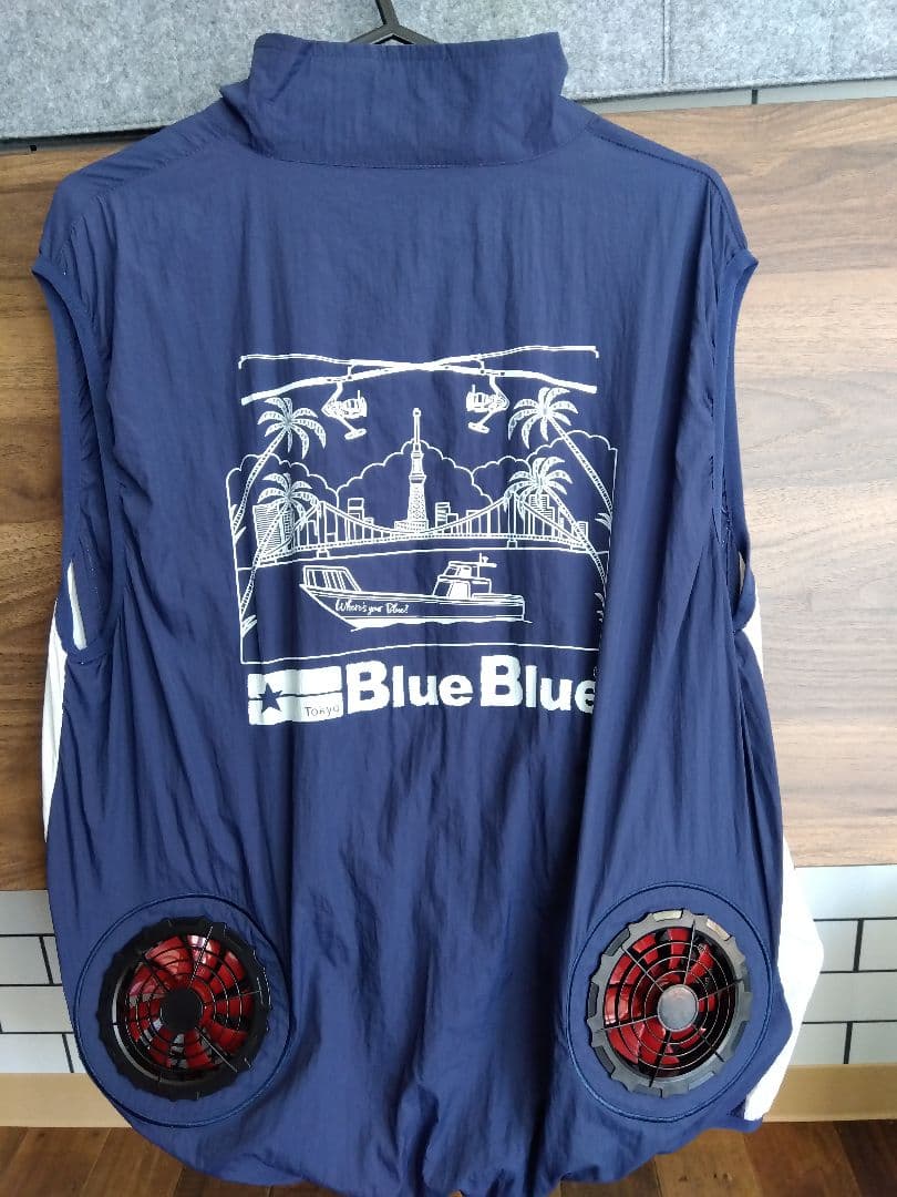 Blue Blue ファン付きフィッシングベスト M ネイビー